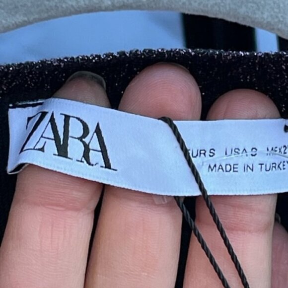 Zara Metallic Shimmer Purple Cropped Velvet Buttons Long Sleeve Cardigan Small - Picture 8 of 16